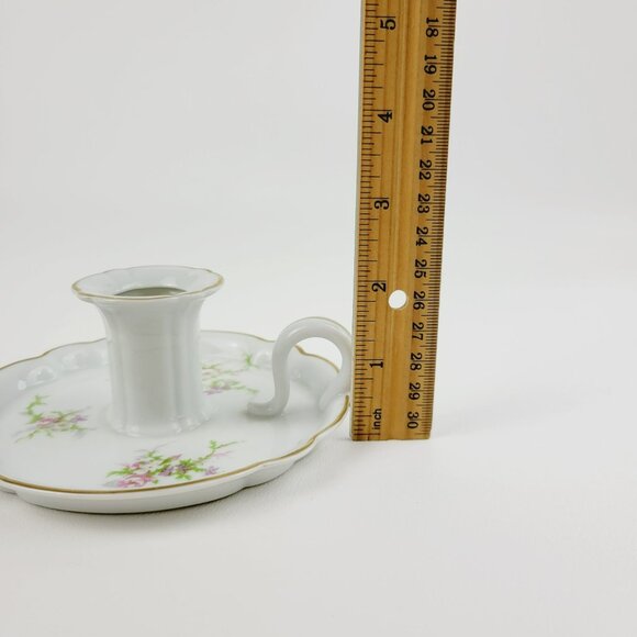Vintage Haviland France Handled Candle Holder, Rosalinde Pink Floral & Gold Trim - Picture 9 of 11
